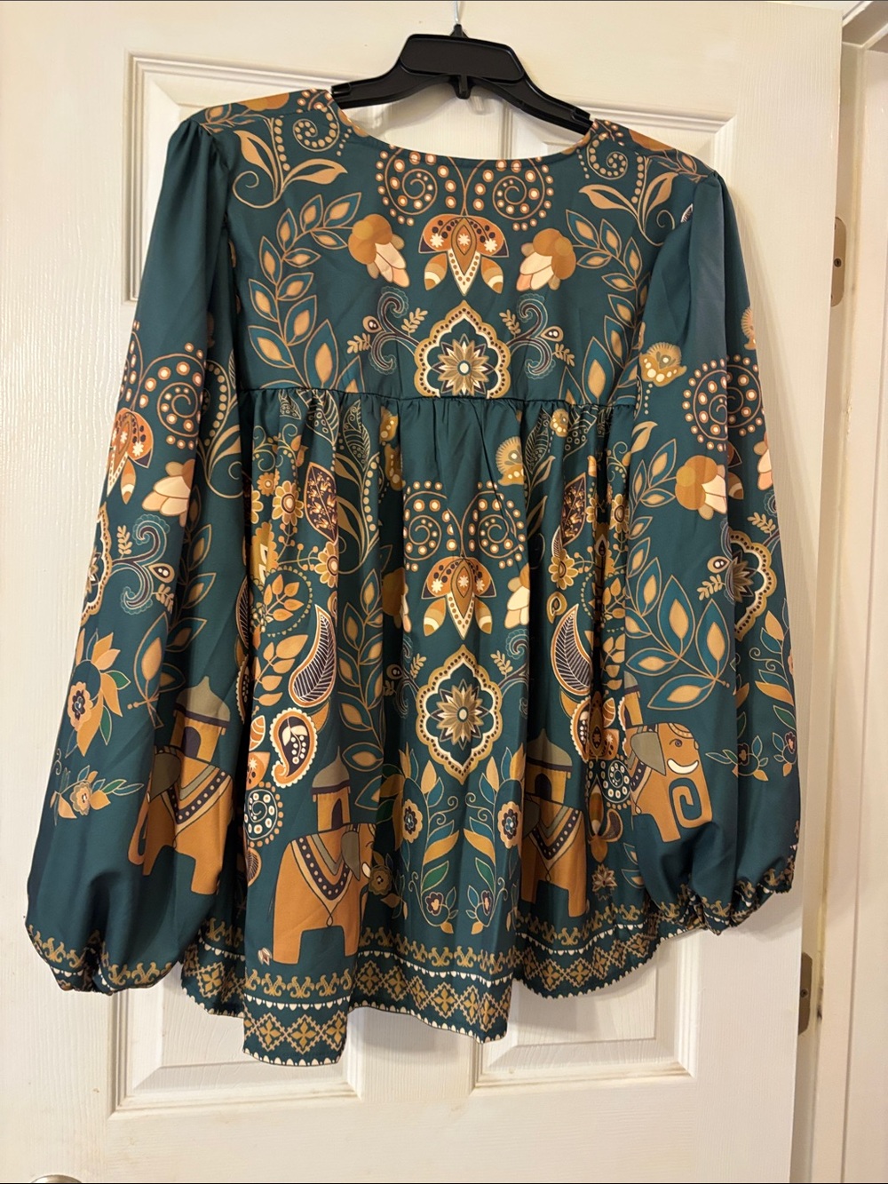 Teal Floral Elephant Babydoll Tunic